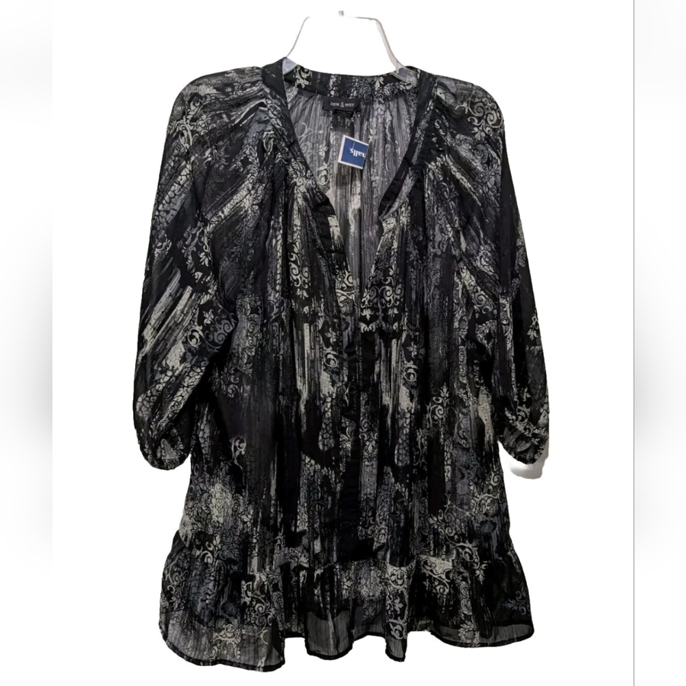 NWT Sam & Max Peplum Tunic Top 2X Semi Sheer #3